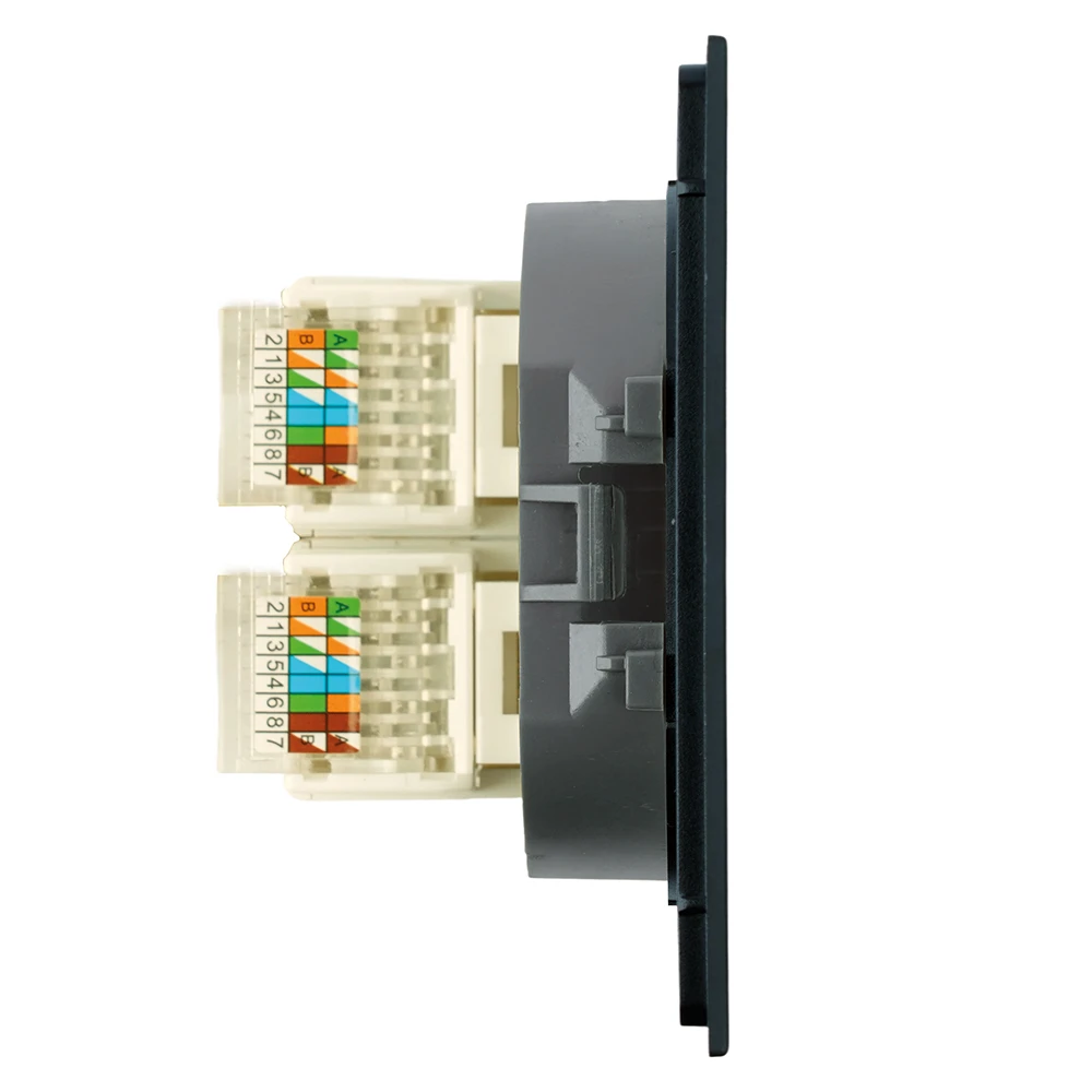 Розетка компьютерная 2-местная RJ-45 (механизм), STEKKER, серия Мия, RST00-3111-05, черный бархат 50451 3