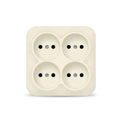 Розетка 4-м ОП 10А IP20 квадрат. без заземл. сл. кость IONICH 1453