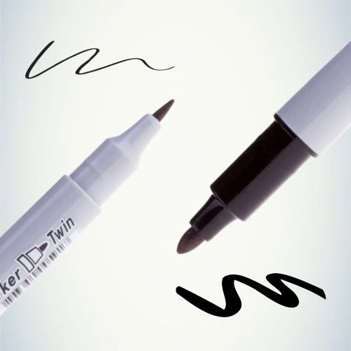 Маркер перманентный двухсторон. "Multi Marker Twin" 2мм/1мм пулевидный черн. 095143 Crown Б0048242 3