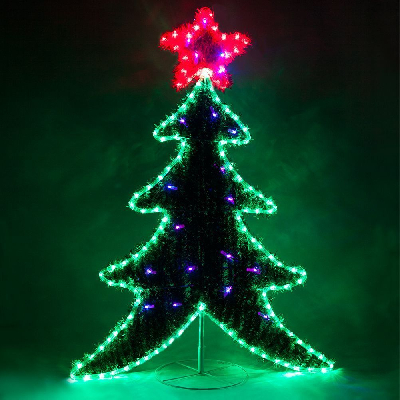 Световая фигура 230V, каркас - дюралайт 8м  24 LED/м (зеленый+красный), внутри - хвоя с гирляндой 20LED стробы (красный+синий), шнур 1,5м IP44, 111*87 см, LT061 26950