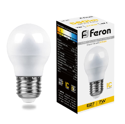 Лампа светодиодная Feron LB-95 Шарик E27 7W 175-265V 2700K 25481