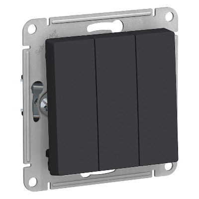 Выключатель 3-кл. СП AtlasDesign 10А IP20 (сх. 1+1+1) 10AX механизм карбон SE ATN001031 0