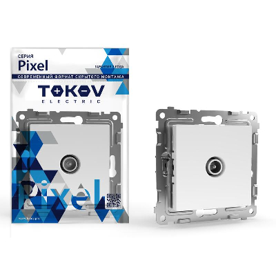 Розетка TV проходная СП Pixel 4DB механизм бел. TOKOV ELECTRIC TKE-PX-A1P-C01 0
