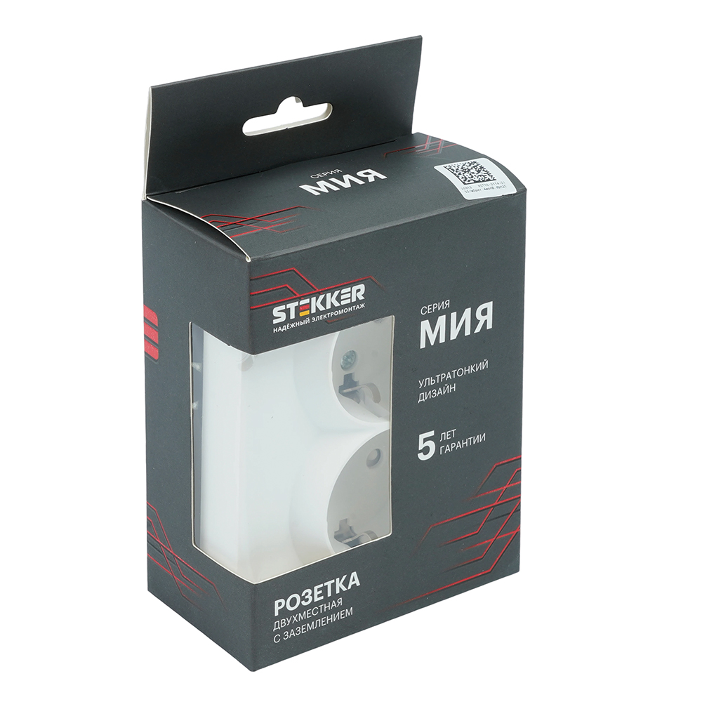 Розетка 2-местная с защитной шторкой (механизм), STEKKER, б/з, 250В, 16А, серия Мия, RST16-3109-01, белая магнолия 50913 5