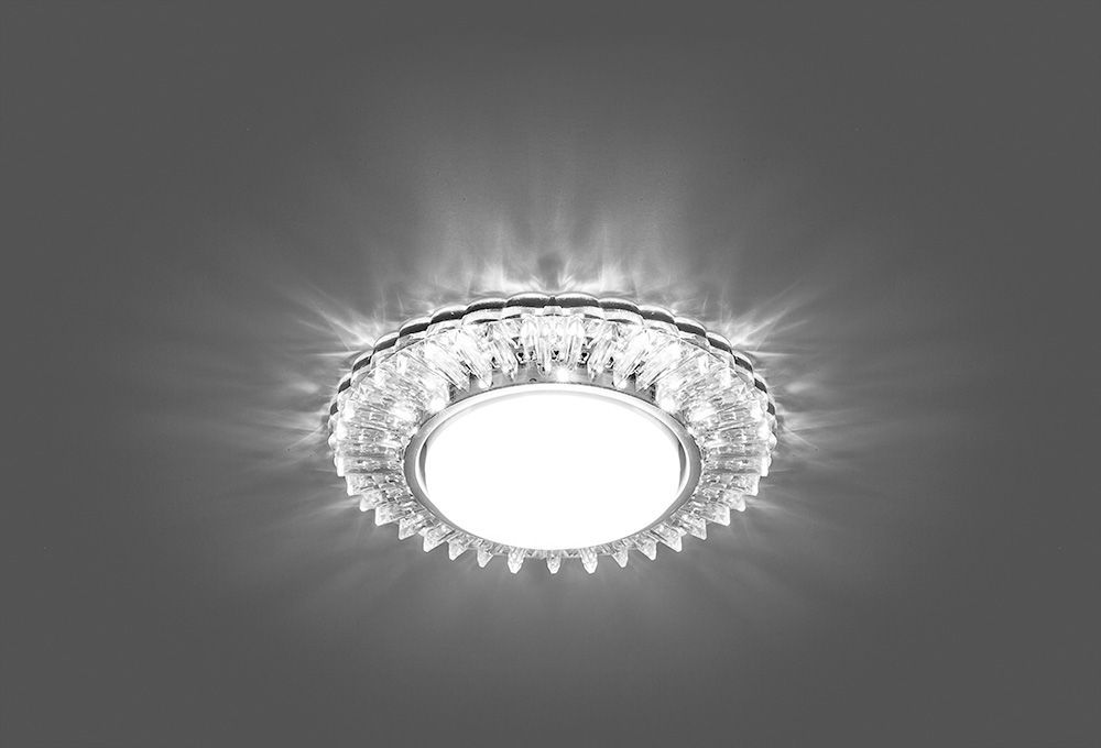 Светильник встраиваемый с белой LED подсветкой Feron CD4025 потолочный GX53 без лампы прозрачный 29539 1